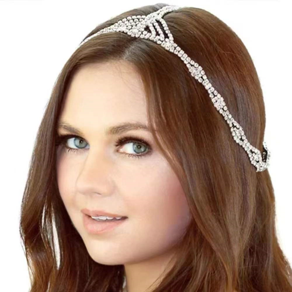 Fashion Bridal Wedding Rhinestone Hair Chain Multi-layer Headband Wholesale display picture 1