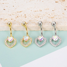 欧美跨境电商新款AAA锆石肚脐环穿刺饰品批发爱心