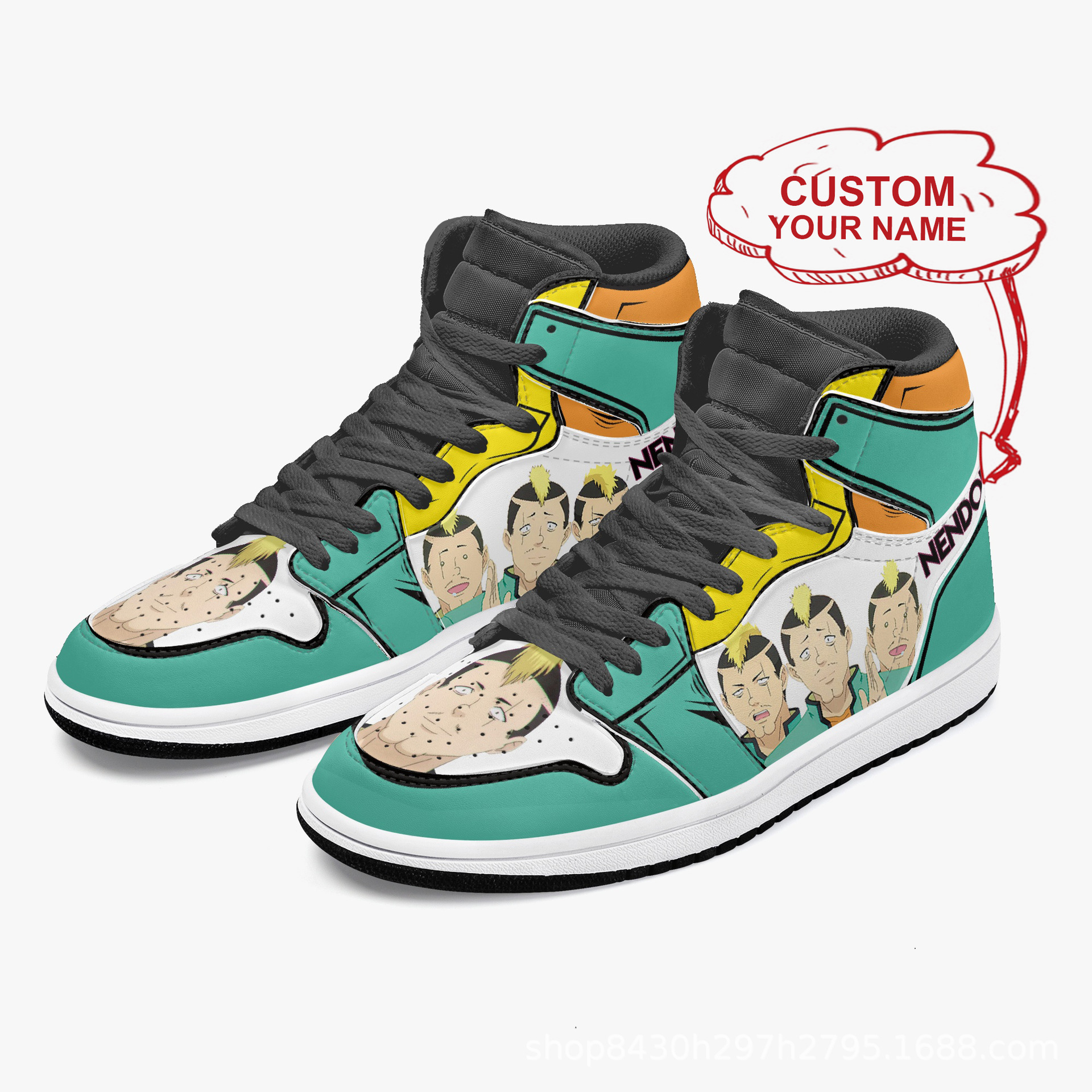 跨境爆款3D印花高帮运动休闲板鞋鬼灭之刃来图定 制一件代发