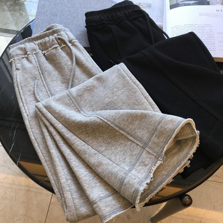 2025 Spring and Summer New High Waist Slim Harem Pants Plaid Leg Straight-Leg Pants Super Easiest for Match Sports Series