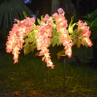 New Solar Wisteria Flower Landscape Light Courtyard Garden Decoration Led Solar Artificial Wisteria Flower Ground Plug-In Light