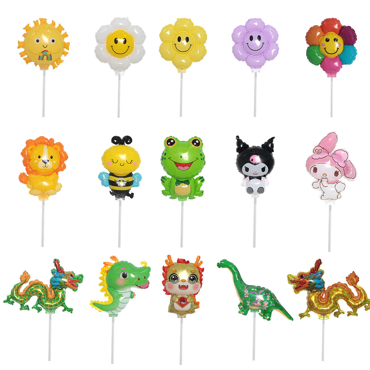 Clip luminoso globo clip de dibujos animados película de aluminio puesto de piso poste de remolque de mano globo mercado nocturno globo luminoso al por mayor