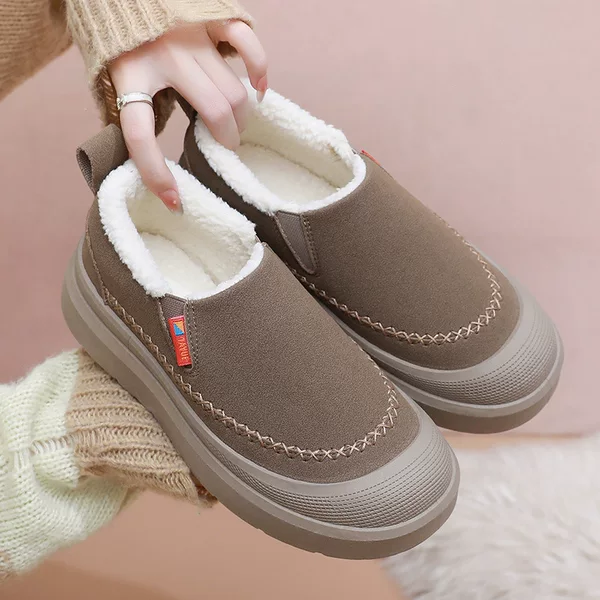 2025 Winter New Style Comfortable Slip-On Versatile Shallow-Cut Non-Slip Soft-Soled Snow Boots Thick-Soled Fleece-Lined Warm Women's Shoes