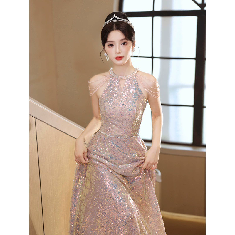 Fuchsia elite evening dress, high-quality style
