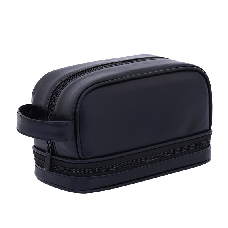 Nuevos productos transfronterizos pu doble bolsa de lavado para hombres viajes de negocios artículos de viaje paquete de lavado bolsa de almacenamiento de cosméticos