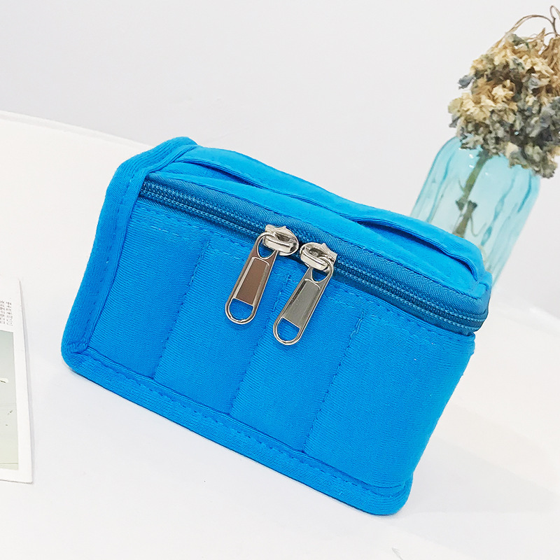 Nueva bolsa de cosméticos portátil de color puro con logotipo impreso, bolsa de cosméticos simple, bolsa de lápiz labial portátil de viaje transfronteriza, venta al por mayor