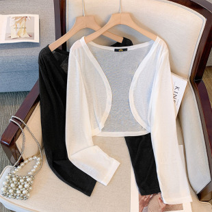 60.00 kg-175.00 kg Large Size Women's Wear Sunscreen Tencel Top Shawl New Long Sleeve Cardigan Jacket for Chubby Girls for Summer