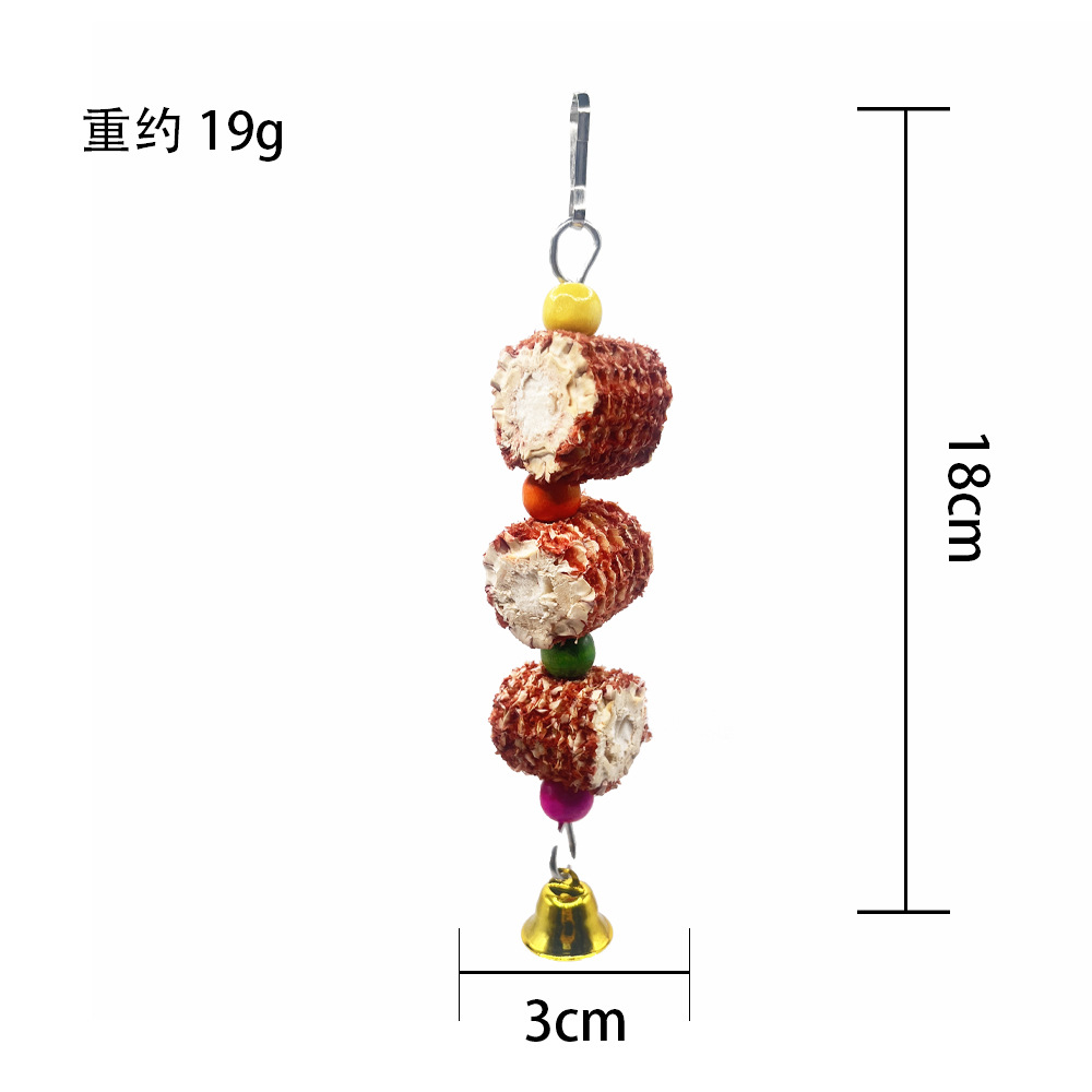 Brocheta de mazorca de maíz hecha a mano natural, loro, juguete, hámster, chinchilla, juguete para morder y aliviar el aburrimiento, accesorios de decoración de jaulas para pájaros