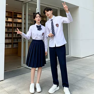 初中高中生小学合唱演出服班服毕业照校服套装学院风白衬衫百褶裙