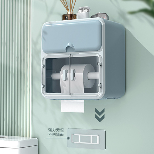 No punching waterproof wall-mounted bathroom toilet paper box bathroom multi-functional storage box tissue box paper box wholesale