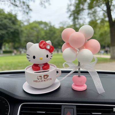 Kt Cat Set — Car ornaments - red-kt-cat-balloon