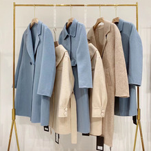 拉夏贝尔冬季新款双面羊绒大衣毛呢外套 十三行品牌女装批发货源