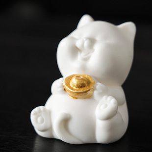 Creative Ceramic Wealth-Inviting Yuan Bao Xiao Mao Aromatherapy Furnace Ornaments Household Indoor Tea Pet Xiao Mao Aromatherapy Lovely Small Ornaments