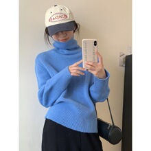 堆堆领chic通勤内搭上衣宽松高领长袖针织毛衣秋冬基础款打底衫女