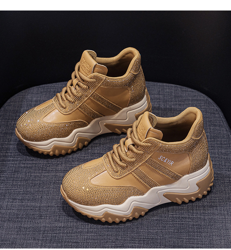 Giày sneaker nữ chunky đế dày phong cách hot girl, cổ điển năng động mùa đông 2025 — M2669 màu vàng một lớp lót trong, M2669 một lớp màu đen, M2669 màu đỏ một lớp bên trong, M2669 màu xám một lớp bên trong chi tiết 16