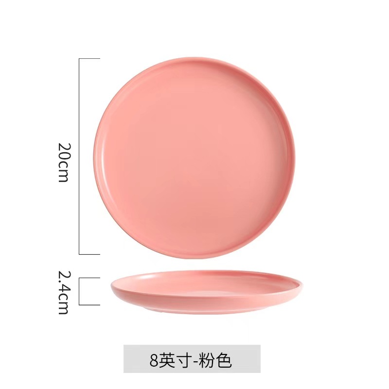 Plato de comedor occidental de cerámica nórdica Plato de biak Red creativa Plato de desayuno occidental Plato plano Plato de plato doméstico blanco