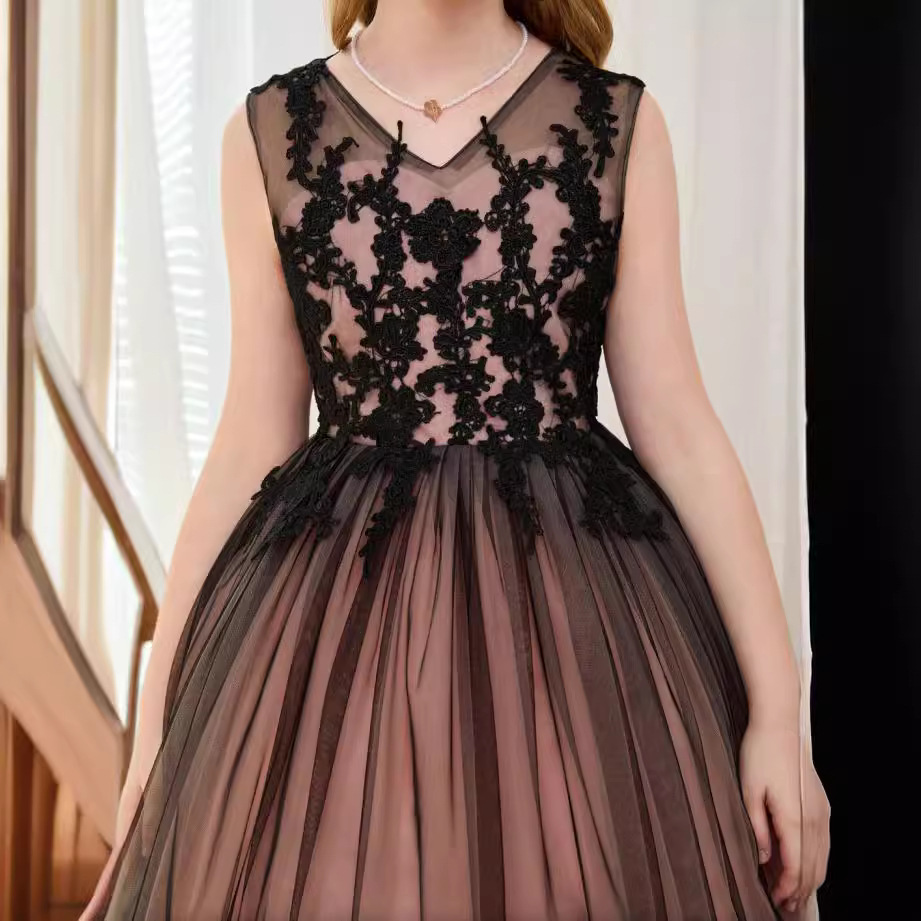 Comercio exterior transfronterizo encaje de manga media con diamantes vestido de niña vestido de princesa vestido de flor de niños espectáculo largo anfitrión de rendimiento Liu Yan