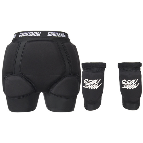 New ski protective gear set, full set of knee pads, anti-fall pads for women, single board and double board outdoor equipment, ski hip protection for men