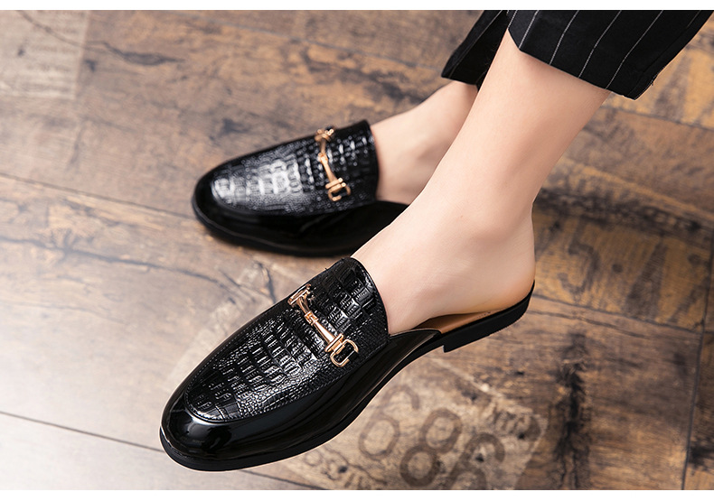 Fashion Men's Closed-Toe Autumn New Soft Sole Backless Lazy Leather Shoes British Style Large Size Half Slippers Sandals_vogvips.com