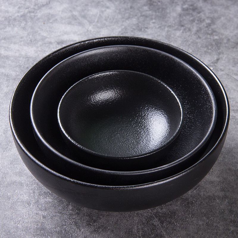 Multi-Estilo negro brillante mate esmerilado tazón de cerámica hogar ramen tazón de sopa tazón de ensalada de frutas tazón de arroz tazón para mascotas