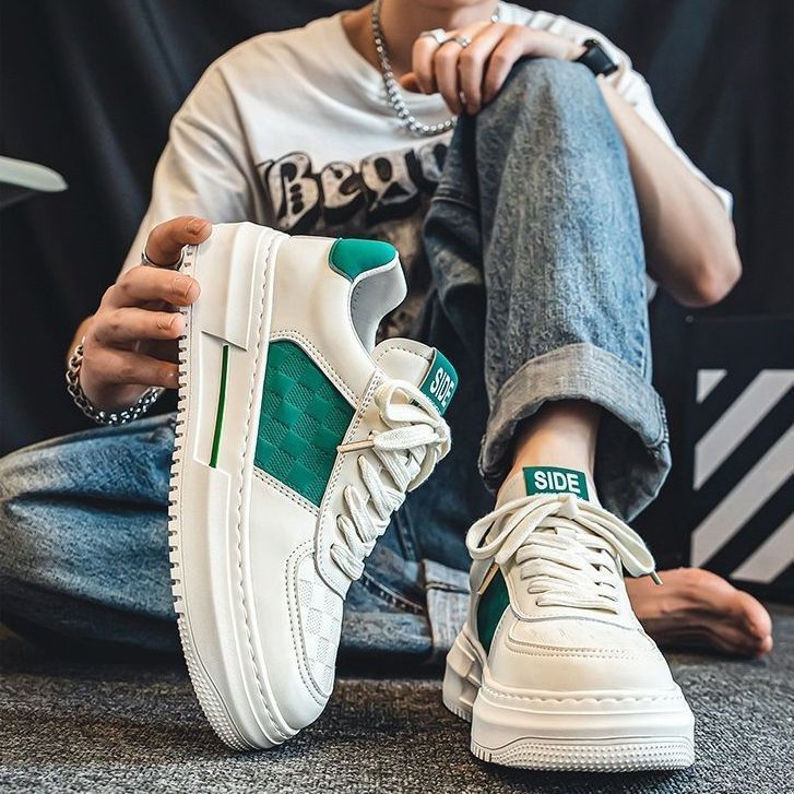 White Men's Shoes 2024 New Spring and Summer Youth Thick-Soled Casual White Shoes Trendy Brand High-End Versatile Sports Sneakers