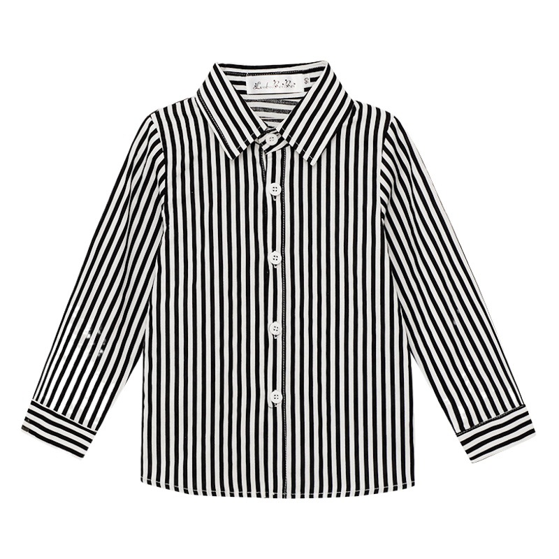 Children's Clothing 2024 Spring and Autumn New Children's Shirt Korean Striped Base Shirt Boy's Thickened Solid Color Long Sleeve Shirt