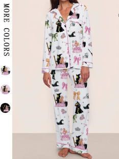 O 90452 Brown Cow Print Long Sleeve Pajamas ��ţӡ��˯��