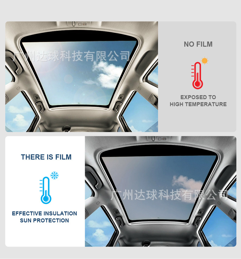 Car Tpu Sunroof Ice Armor Insulation Film Panoramic Sunroof Glass Roof Film Black Crystal Explosion-Proof Sunscreen Ppf Sunroof Film
