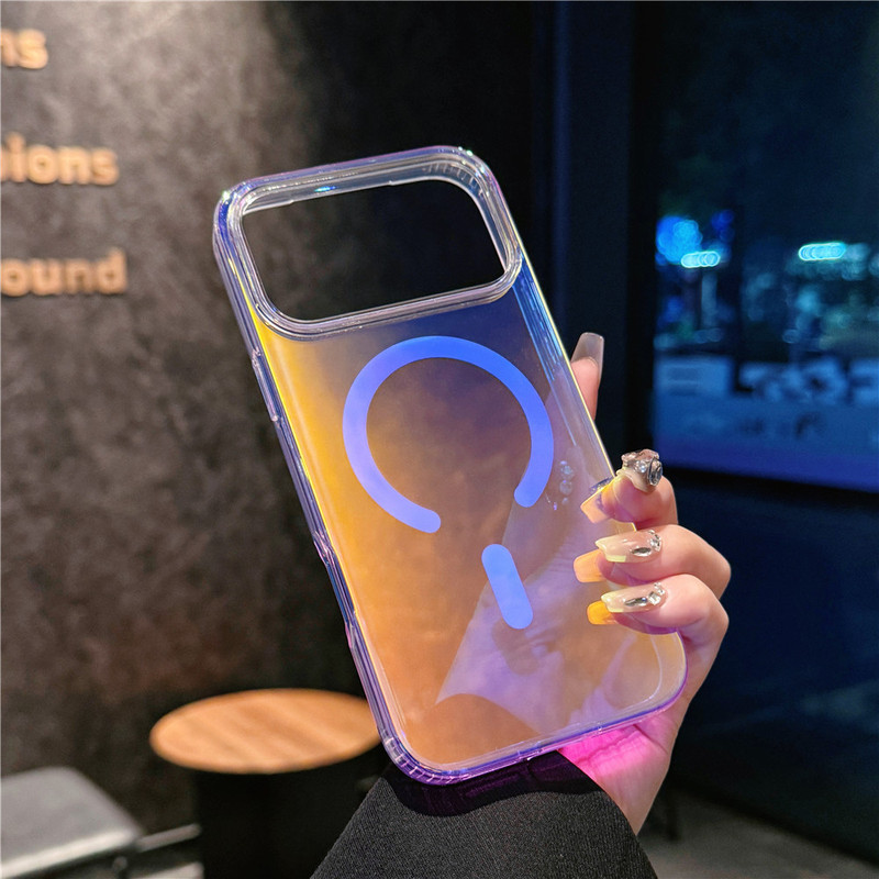 适用iphone17手机壳苹果17promax镭射渐变17Air炫彩变色龙磁吸壳|undefined