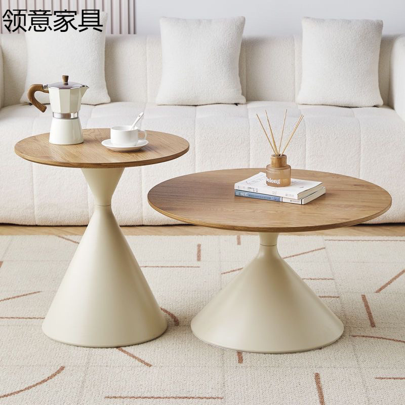 原木奶油版式茶几北欧家用客厅小户型组合现代几可简约圆形移动|undefined