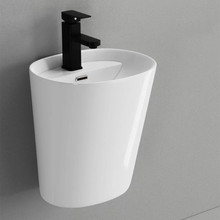 挂墙式正方形椭圆形洗脸盆陶瓷一体式挂盆单孔壁挂式洗手盆洗手池
