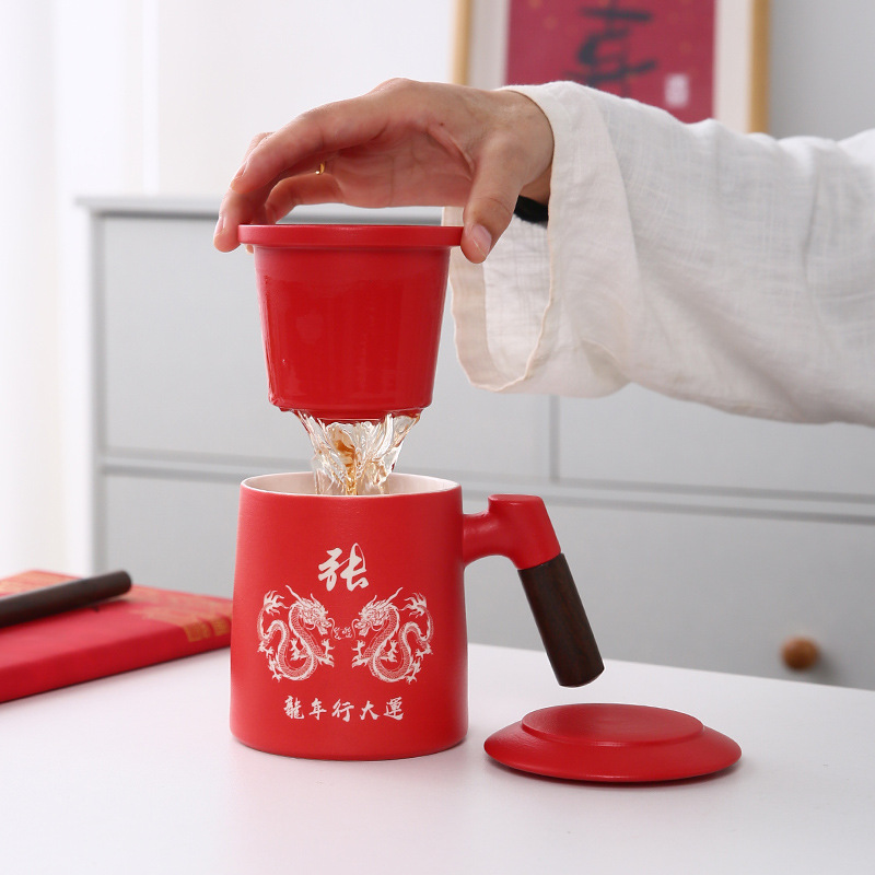 Ceramic Mug Office Tea Cup Personal Drinking Cup Chinese Style with LOGO for Company Enterprise Activity Gift