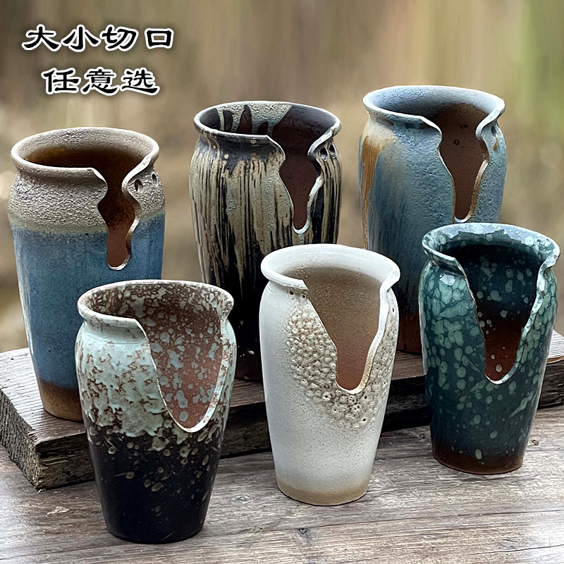 Free Shipping Cutout Purple Sand Succulent Flower Pot Breathable Creative Cliff Master Old Stump Coarse Pottery Yixing Stump Ceramic