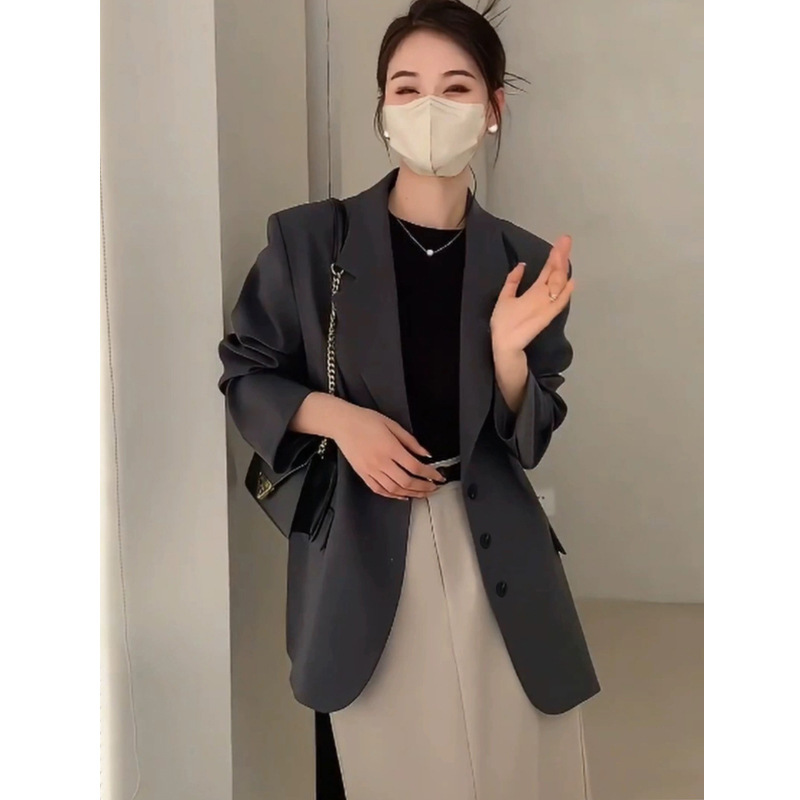 炸街黑色职业小西装外套女2025秋季新款韩系设计感小个子百搭西服|undefined