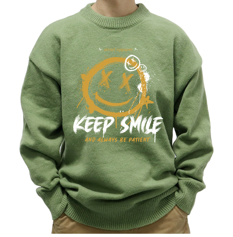 New Men's European Autumn Winter Loose Knitted Sweaters Y2K Style Printed Pullover Sweaters for Men Tops_voghion.com