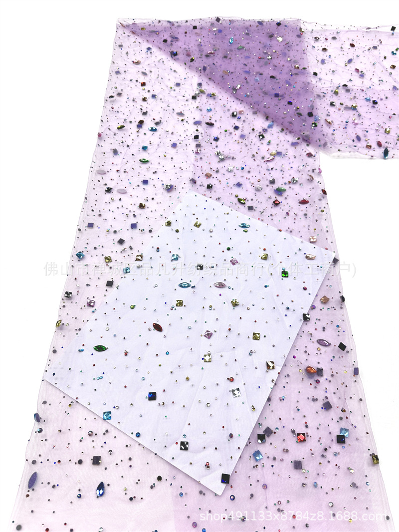 Color mezcla de tela de malla de diamante pesado de forma especial diámetro dispersión escenario vestido vestido tela al por mayor spot image 16