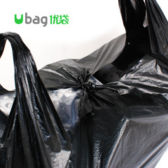 Black large plastic shopping bag, thick clothing packing storage packaging bag, handle type trash bag, wholesale