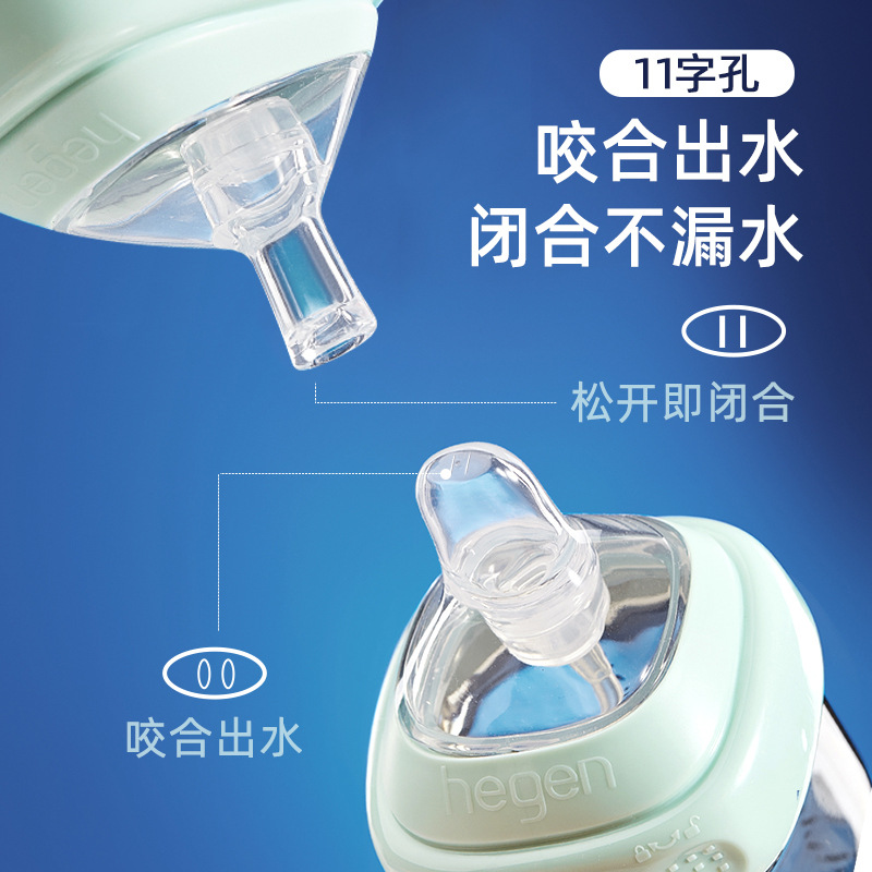 Adaptado a accesorios para biberones cuadrados Hegen para aprender a beber, pajita, mango de bola de gravedad, taza de pico de pato, chupete, bebida directa Hagen