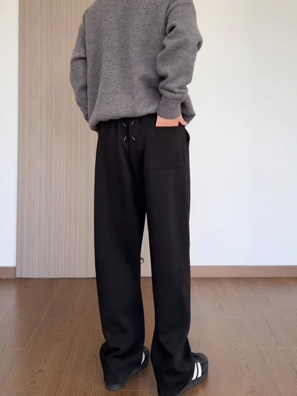 新款马吉拉镰刀裤时尚单品通勤日常拼条设计宽松直筒卫裤男女同款|undefined