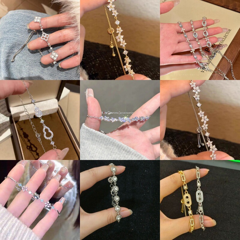 Sparkling Zircon Bracelet for Women, Ins-Style Light Luxury with a High-End Feel, Niche Versatile Design, New Alloy Bracelet Accessory