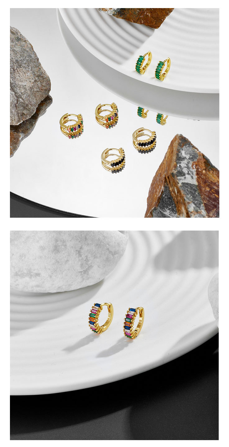 Copper Inlaid With Rectangular Zirconia Irregular Ear Bone Buckle Women