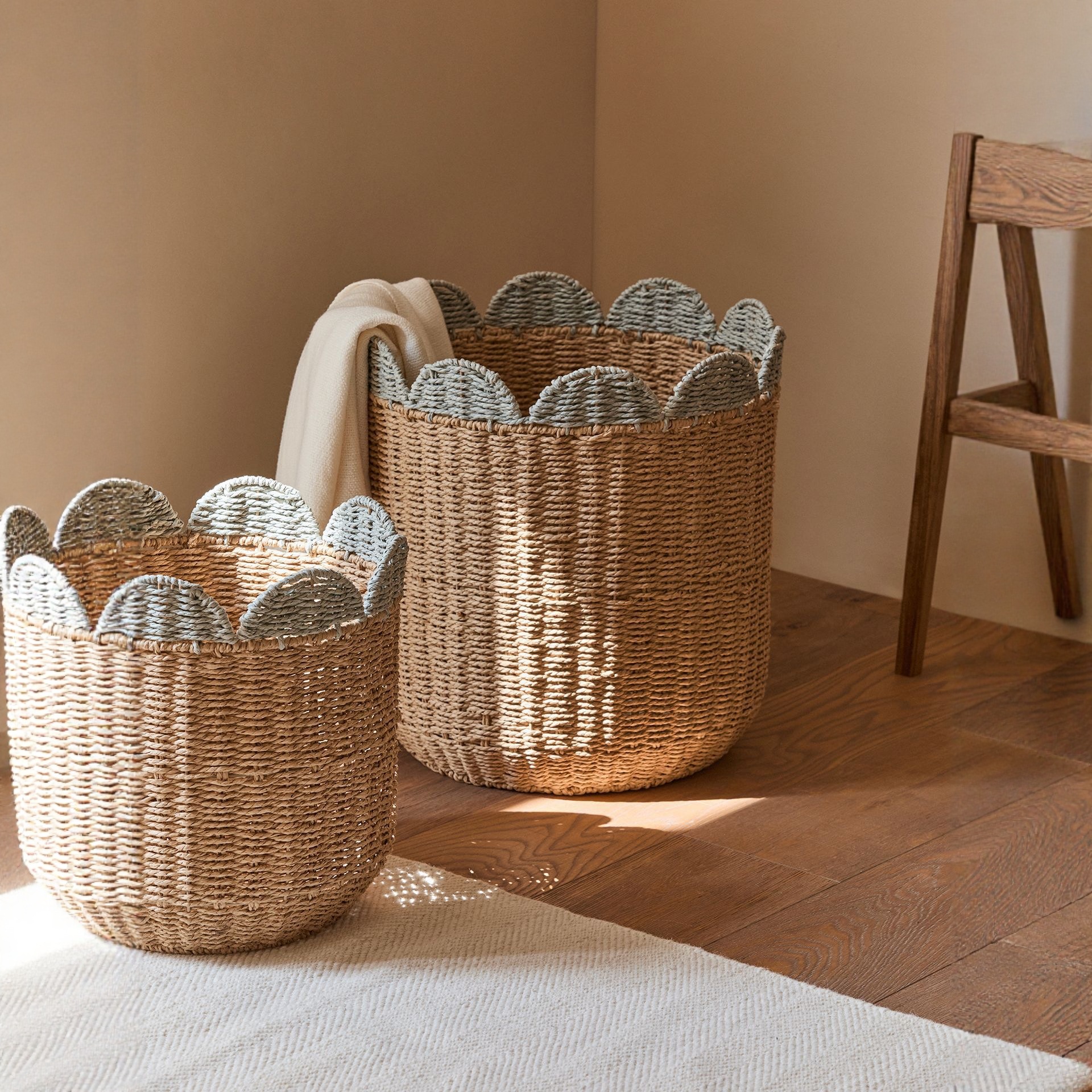 Cestas de ropa sucia de vid de estilo nórdico personalizadas cuerdas de papel encaje decoración de ropa sucia cesta de almacenamiento de juguetes para hogares