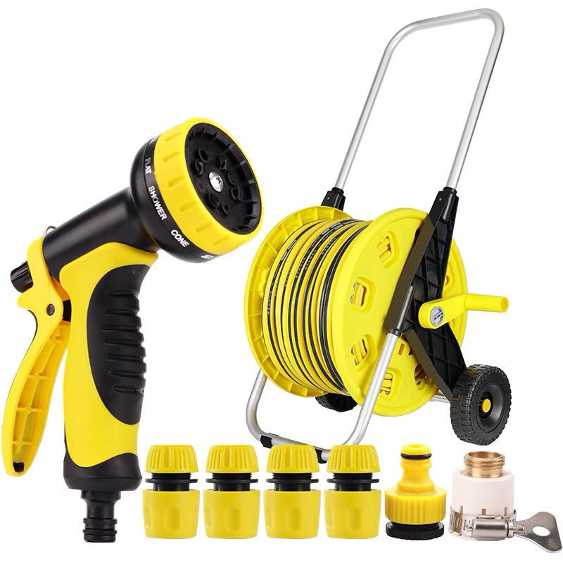 Household multi-functional high-pressure car washing water gun nozzle water grab garden watering water pipe hose storage rack suit