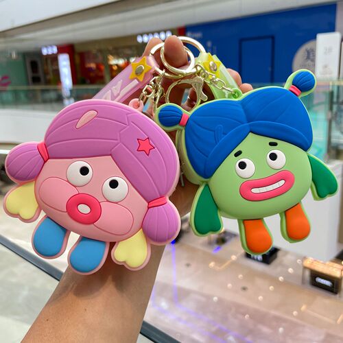 Ugly Cute Girl Silicone Zero Wallet Cute Key Chain Children Mini Wallet School Bag Hook Ornament Small Gift Wholesale