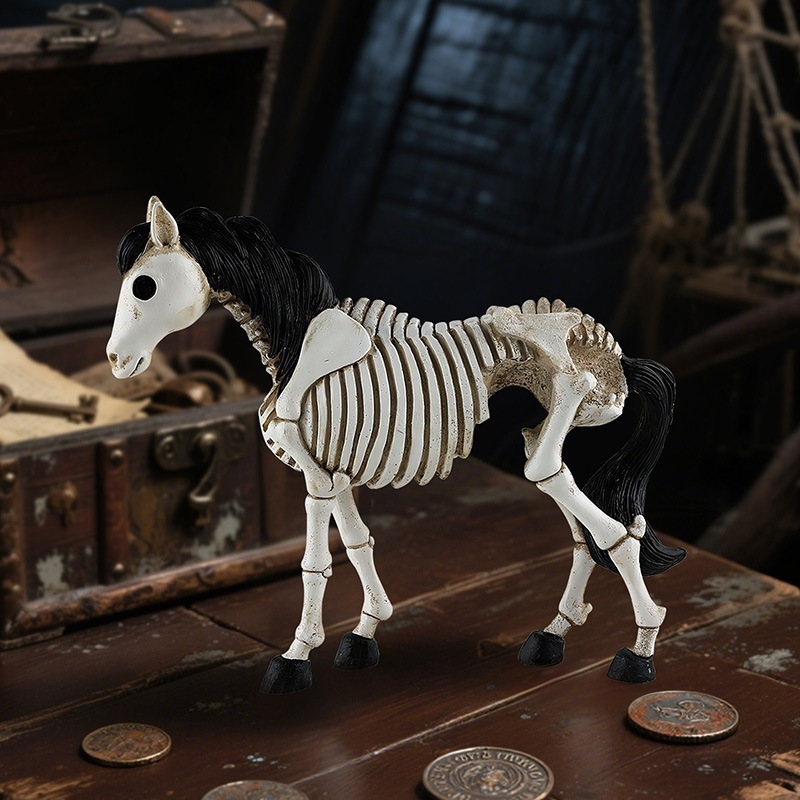  New Halloween Skeleton Skeleton Horse Ornaments Creative Desktop Ghost Festival Atmosphere Arrangement Resin Decoration Gifts