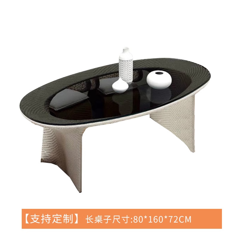 Silla de ratán al aire libre, balcón, mesa de centro, combinación de casa de familia, patio, muebles de jardín, villa, mesa y silla de comedor a prueba de lluvia al aire libre, juego de tres piezas