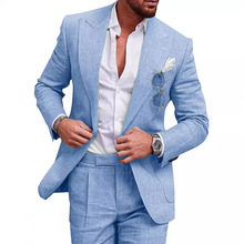 外贸新款男士大码西服两件套单排一粒扣纯色跨境西装