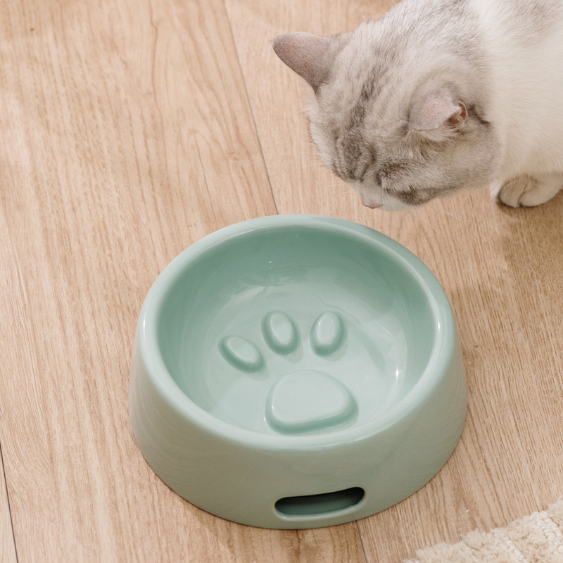 Ceramic Cat Bowl Protects Cervical Spine Slow Food Bowl Dog Cat Food Bowl Cat Food Basin Meal Basin Pet Supplies Anti-knock