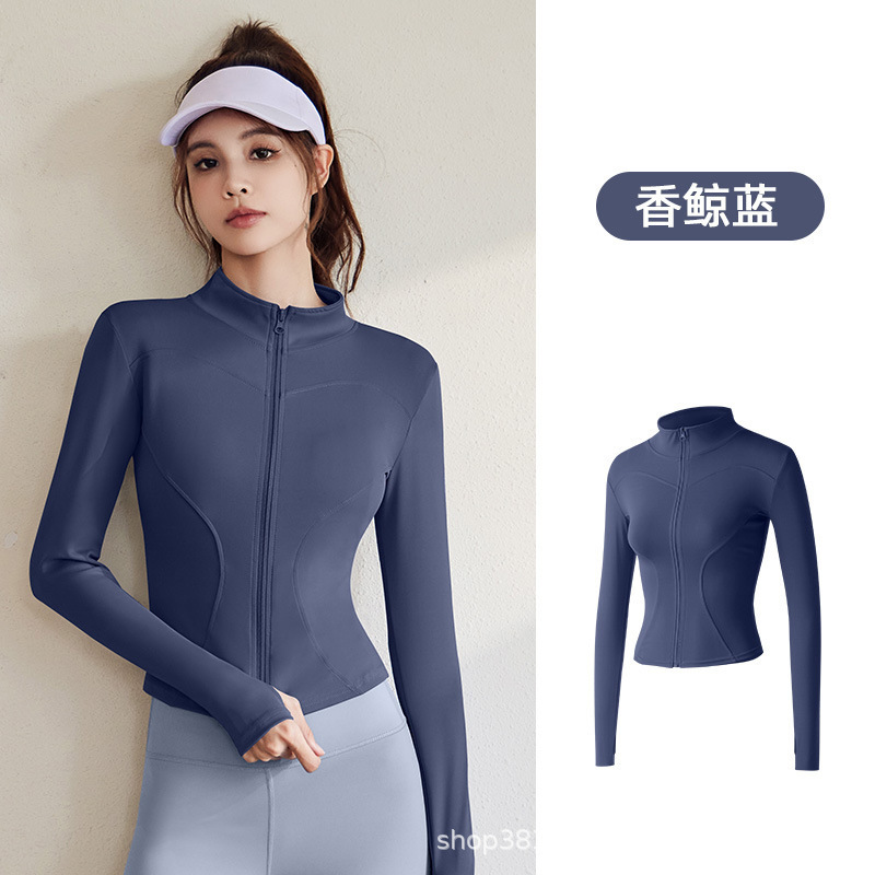 Cross-border TK explosión chaqueta deportiva manga larga correr delgada alta elástica fitness yoga chaqueta chaqueta de protección solar de mujer image 9