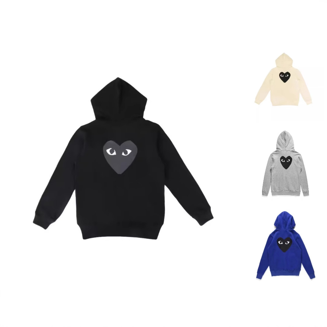 Zipper Sweatshirt with Small Black Heart Heat Transfer Hoodie, Loose Spring and Autumn Japanese Style Trendy Brand Play Couple Outfit with Fleece